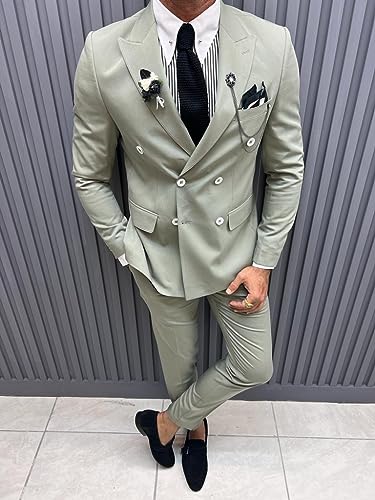 Suits for Men 2 Piece Business Suits Men Blazer and Pants Slim Fit Double Breasted Suit Men Big and Tall4