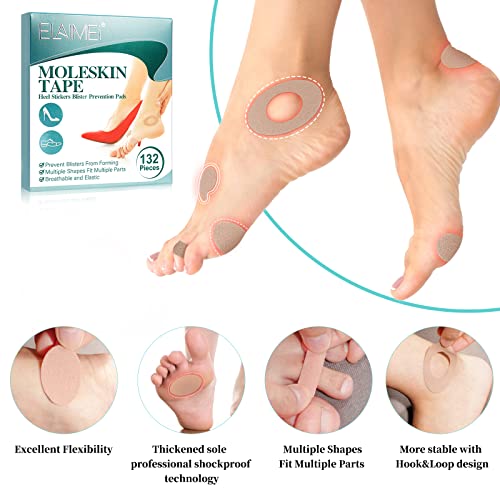 132Pcs Moleskin Adhesive Pads For Feet, Flannel Adhesive Pads, Blister Prevention Padding Avoid Skin Blister, Foot Protection For Heels (12 Sheets) #TOP1