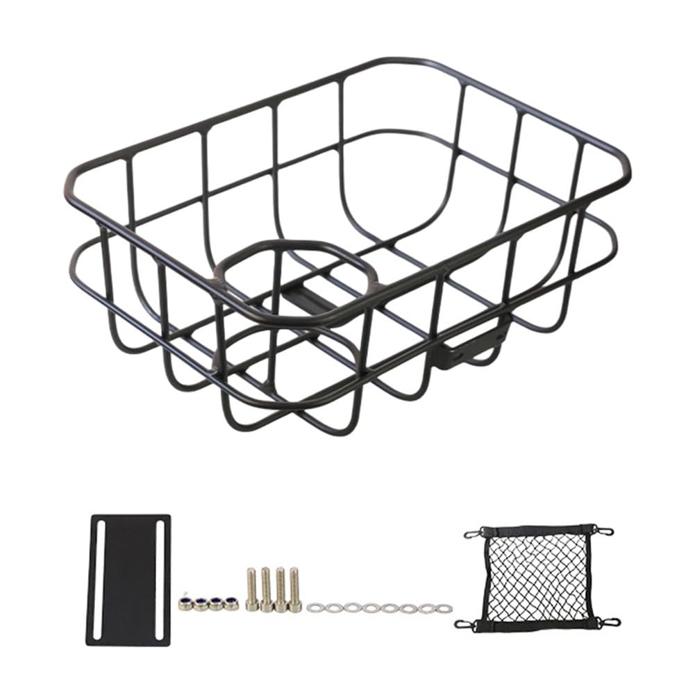 Cesta delantera de aleación de aluminio para bicicleta con soporte para botella de agua, fuerte capacidad de carga, para un diseño compacto, apto para bicicletas de montaña y ocio
