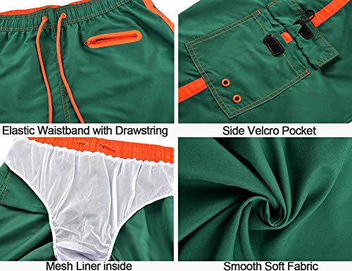 Nonwe Mens Swimming Trunks Breathable Elastic Waist Drawstring Bathing Suit Green 38 #TOP5