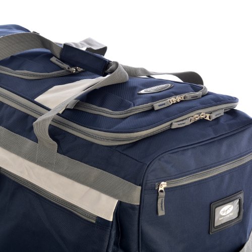 Olympia 8 Pocket Rolling Duffel Bag, Navy, 33 inch