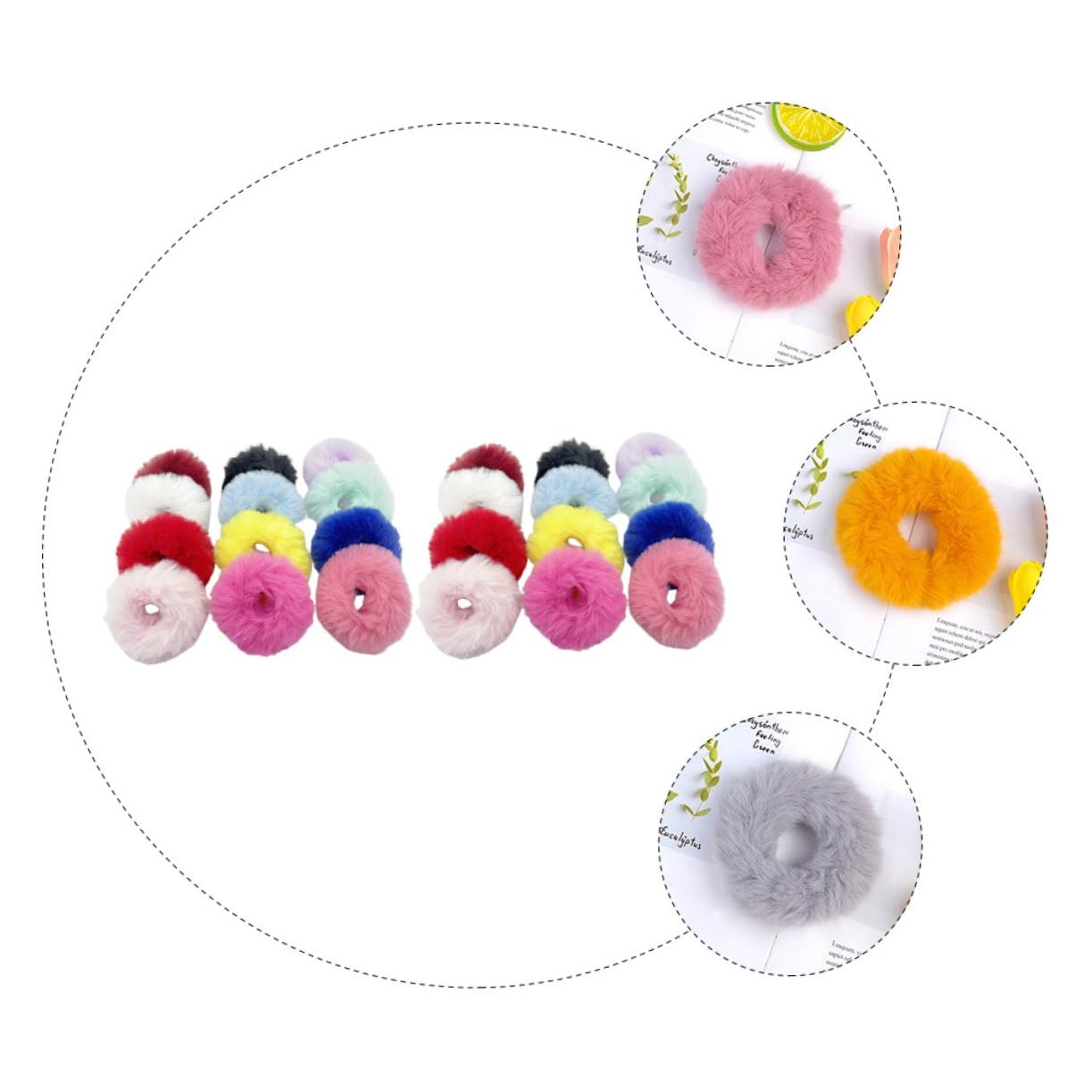 Homoyoyo 30 Piezas de Anillos Elásticos de Felpa Cabello para Mujer y Niña Buena Elasticidad y Diseño Sencillo para Uso Diario y Peinados Elegantes