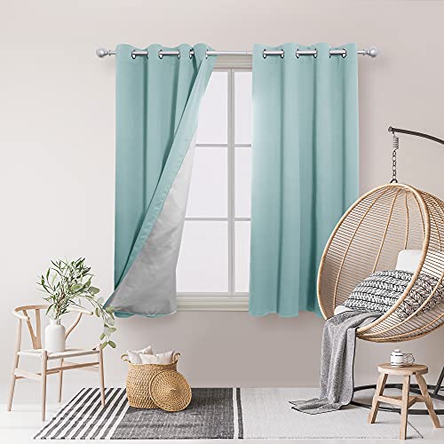 Image of Deconovo Blackout Curtain, 52x63 Inch, Light Blue