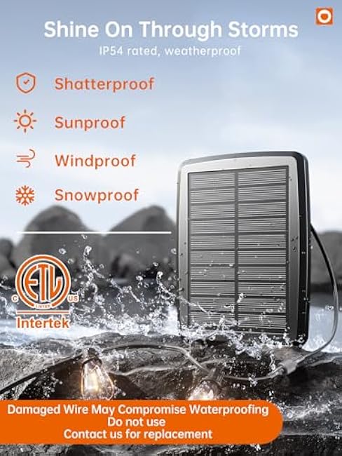 addlon 35FT Solar String Lights Outdoor, IP54 Waterproof Solar Powered with Remote & USB Port, 10+1 LED Shatterproof Bulbs, Dimmable Solar Light Outdoor for Camping Backyard Bistro Porch