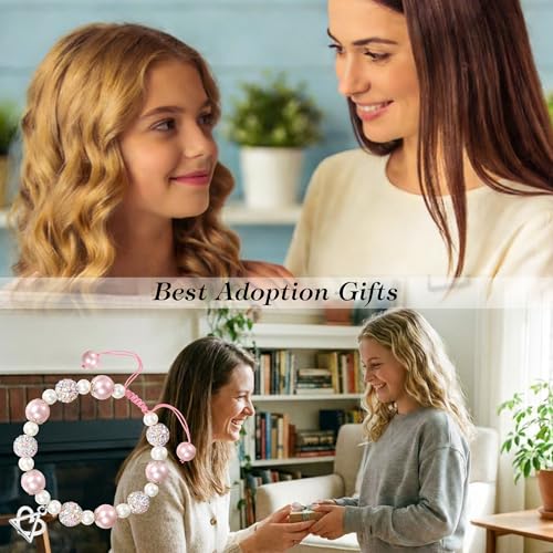 Image of LZ EMOTION Natural Stone Adoption Bracelet Adoption Jewelry with Adoption Symbol Adoption Day Gifts for Adoptive Parents Gotcha Day Gift, Thank You Gifts