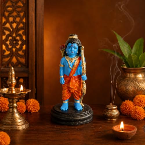 Image of eCraftIndia Lord Ram Idol for Car Dashboard Decorative Mini Showpiece for Home Temple Office Desk Spiritual Gift Compact Hindu God Murti for Vastu Dashboard Accessories