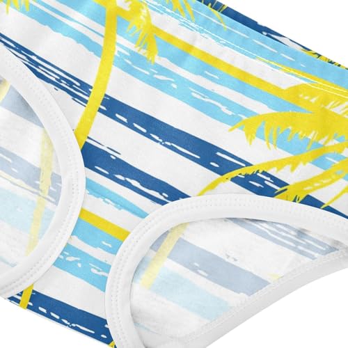 Aesthetic Girls Underwear Toddlers 2t Cotton Cute Panties Girl Yellow Palm Trees Blue White Striped Briefs Kids Undies4
