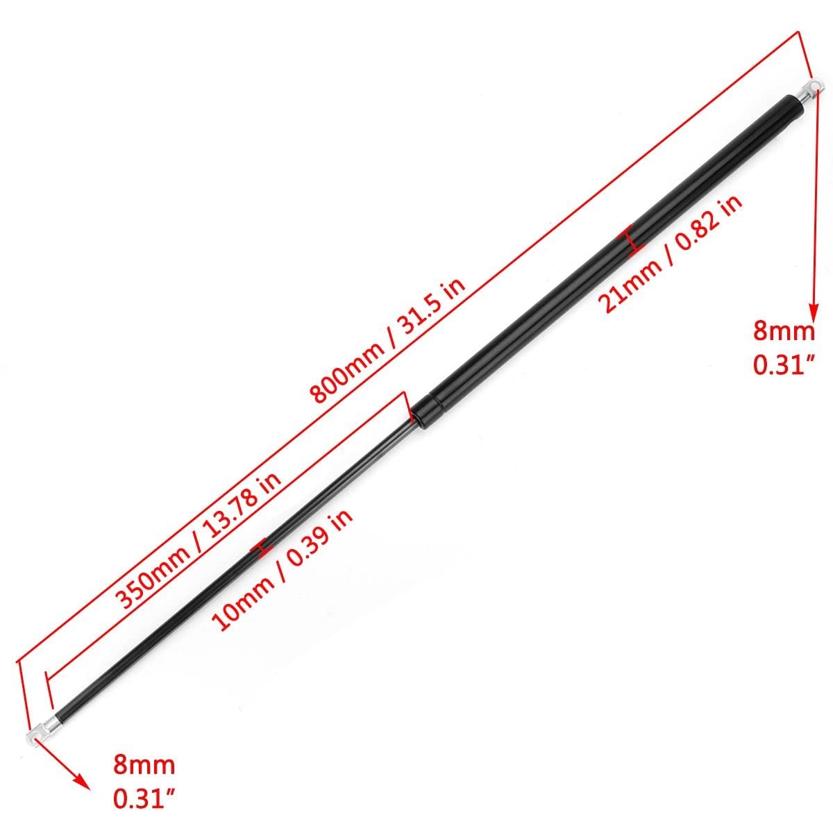 Capot Moteur Vérin à Gaz 2 Pièces 800mm 100-900N Barres Jambe Force À Gaz Voiture Ressort À Gaz Tige Support Capot Élévateur Choc Pour Caravanes Bus Fenêtre Lit RV capot Avant vérins à gaz ( Taille :