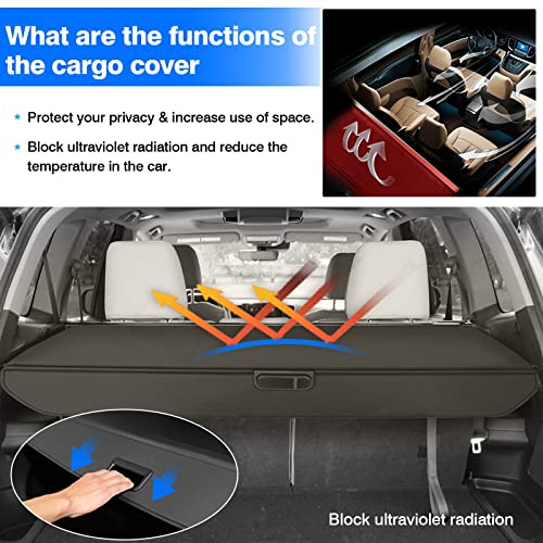 Image of Powerty Cargo Cover for 2016-2022 Honda Pilot Trunk Cover Retractable Trunk Shielding Shade for Pilot Accessories No Gap (NOT for Honda Passport or Pilot EX 2016)