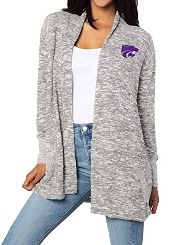 Chicka-d Kansas State Wildcats Women's Cozy Fleece Cardigan Heather Grey,