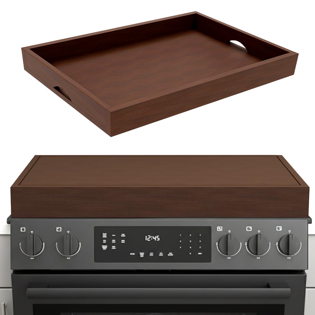 Premium Dark Acacia Wood Noodle Board Stove Cover - Large Stove Top Cover for Gas & Electric Stove - Multi Purpose Countertop Cutting Board, Serving Tray & Kitchen Decor Piece