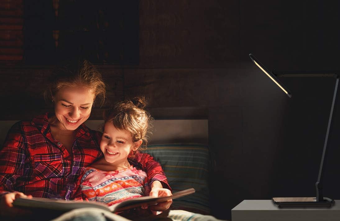 saicoo LED Desktop Lamp with Large LED Panel, Seamless Dimming-Control of Brightness and Color Temperature, an USB Charging Port