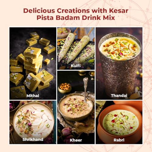 Image of 7 BAZAARI Kesar Pista Badam Milk Mix Powder 225g | Premium Badam Powder with Kesar, Pista & Spices | Ideal for Kids & Adults | No Artificial Flavours (Pack of 5)