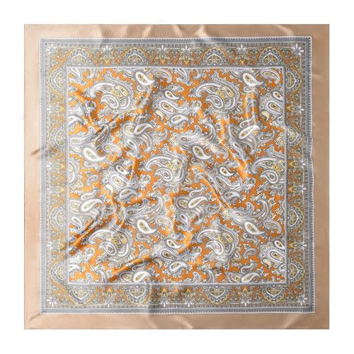Image of 35 inch Men's Silk Cowboy Scarf - Oversized Western Bandana Neckwear, Large Square Scarf with Gift Packaging
