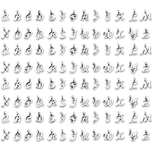 SAVITA 130 pièces ABC Lettre Charmes Mini Alphabet A-Z Alliage de Zinc Bracelet Collier Pendentifs pour la Fabrication de Bijoux à Bricoler soi-même