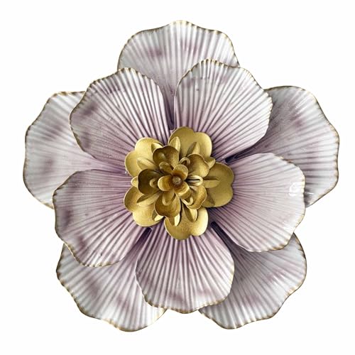 Blueprint Ivy 9" Metal Flower Wall Decor Rustic Farmhouse Wall Decoration Multi-Layered Floral Wall Hanging for Bedroom Living Room Bathroom Kitchen Outdoor Wall Art (Purple)