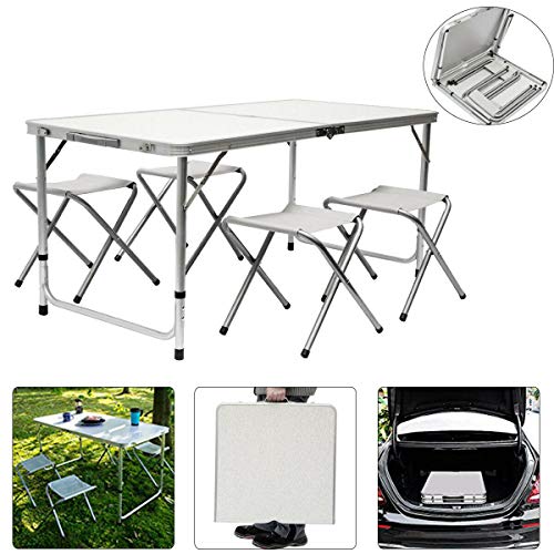 Lumiereholic  Mesa Plegable de jardín con 4 sillas