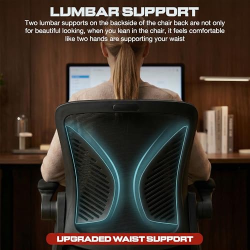 Image of DROGO Premium Ergonomic Office Chair for Work from Home, High Back Computer Chair with Breathable Mesh, Flip Up Armrest, Adjustable Seat, Rocking & Winged Back | Mesh Chair for Office (Black)