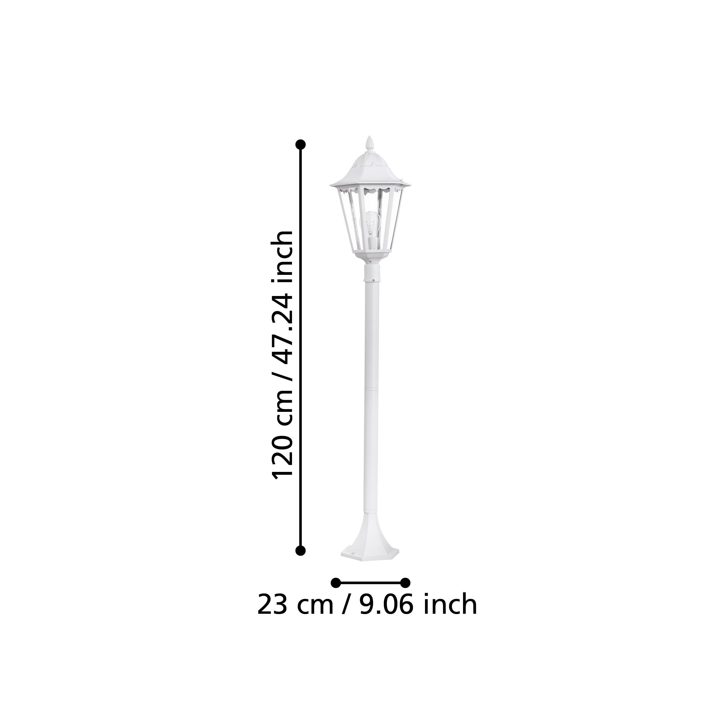 EGLO Außen-Stehlampe Navedo, 1 flammige Außenleuchte, Stehleuchte aus Aluguss und Glas, Farbe: Weiß, Fassung: E27, H: 120 cm, IP44