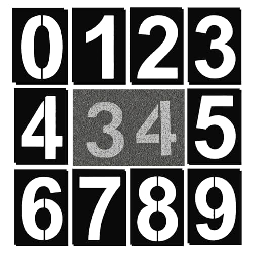 Pochoirs à chiffres grands formats 30 cm, lot de 10 pochoirs à chiffres 0-9, réutilisables, adaptés à la peinture et à la décoration DIY, pochoirs à...