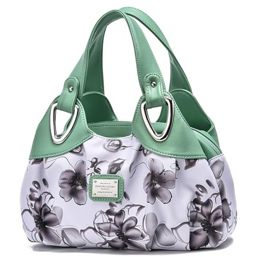 Fashion Vegan Leather Handbag for Women Multi Pocket Large Tote Bags Satchel Soft Printed Purses