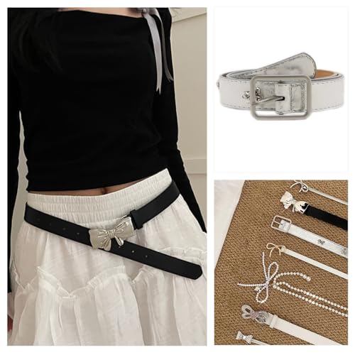 Elegant Pin Buckle PU Belt For Women 2000s Metal Bowknot Buckle Skinny Waist Belt Waistband For Teens Girl Waist Ornament2