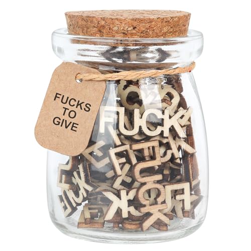 Fucks to Give Gift Jar Fuck Wooden Cutout Letter Piece Bad Mood Vent Spoof Birthday Day Holiday Gag Gifts to Friend Funny Gift Valentines Day.