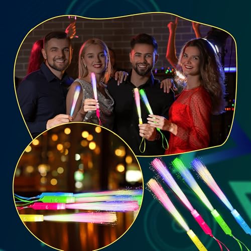 Image of 68 Pcs Neon Fiber Optic Wands Bulk Flashing LED Sticks Light up Wand with 3 Light Modes for Glow Birthday Entertainment Props Party Supplies Carnival Disco (Color Set 2)