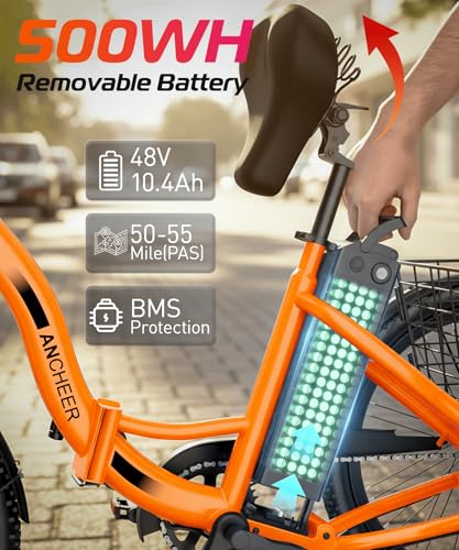 Image of ANCHEER Electric Tricycle for Adults, Peak 600W Folding Electric Trike, 24 inch 499Wh Ebike for Seniors, 15.5MPH Electric Bike, Removable Battery, 3 Wheel, LCD, Rear Differential, Basket