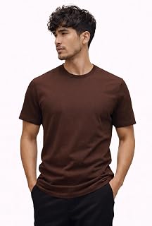 COTTOZ Men’s Crew Neck T-Shirt Solid Colour Short Sleeve Plain Design Casual Wear Top for Daily Clothing Use Price In India