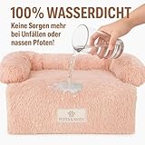 pfoten&nasen® Hundebett Sofa [Beige, S - 80x75cm], Sofabett Hund, Sofaschutz Hund, Wasserdicht Hundematte Waschbar, Hundekissen für Große, Mittelgroße und Kleine Hunde, Hundesofa.