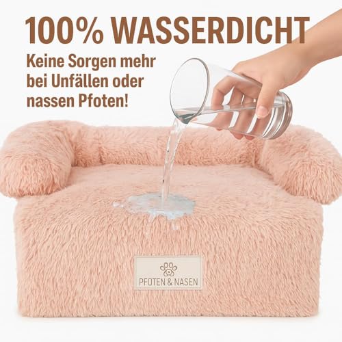 pfoten&nasen® Hundebett Sofa [Beige, S - 80x75cm], Sofabett Hund, Sofaschutz Hund, Wasserdicht Hundematte Waschbar, Hundekissen für Große, Mittelgroße und Kleine Hunde, Hundesofa.