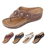 tdbneu Sandalias ortopédicas para mujer, sandalias de cuña para caminar en el Reino Unido, informales, de verano, cómodas, con soporte de arco, sandalias planas con plataforma cómoda, para playa