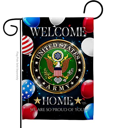 Breeze Decor Army Welcome Home Garden Flag Armed Forces Rangers United State American Military Veteran Retire Official Small Decorative Gift Yard House Banner Double-Sided Made in USA 13 X 18.5