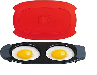 MKYSAIL Quick-Heat Microwave Egg Cooker,Poacher,Fryer for 2 Eggs,Omelet | Multi-use Breakfast Sandwich Maker,Removable Silicone Handles,BPA/PFOA-Free,Dishwasher-Safe,Portable for RV,Dorm,Gift(Red)