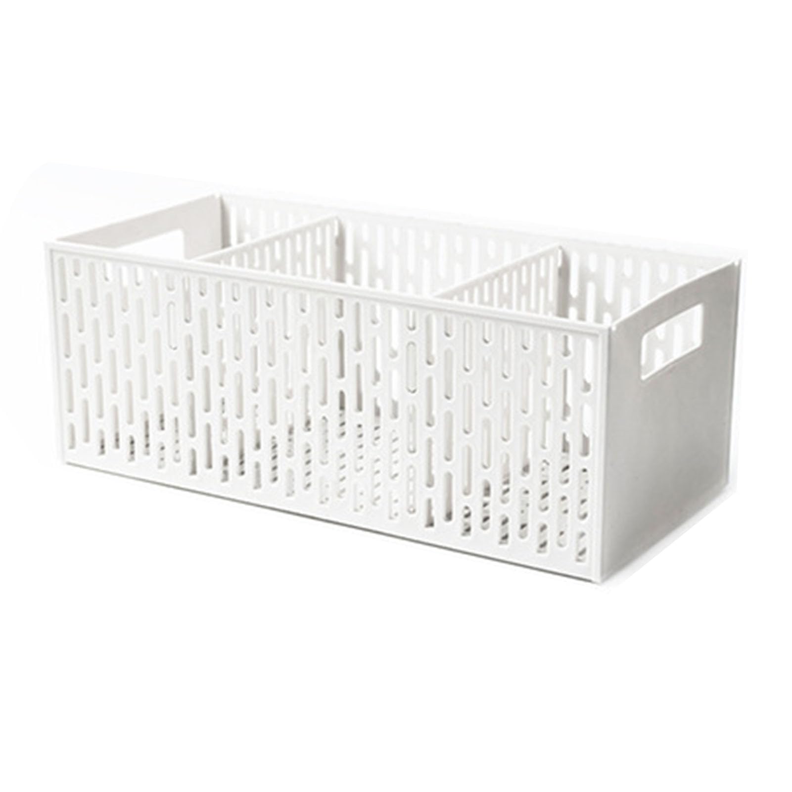 Tyenaza Cestini Portaoggetti, Cestino Portaoggetti Divisorio in Plastica, 3 Scomparti Vegetable Basket White, Contenitori per Alimenti, per Frutta e Verdura, Snack (12 X 15 X 32 cm)