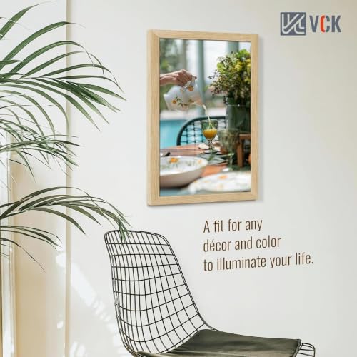 Image of VCK 14x24 Picture Frames 3 Pack, Oak Wood Poster Frame, Wall Display | Easy Hanging, 1.1in Wide Border, Clear Plexiglass, Horizontal & Vertical for Print, Artwork, Drawing, Home & Gallery Wall