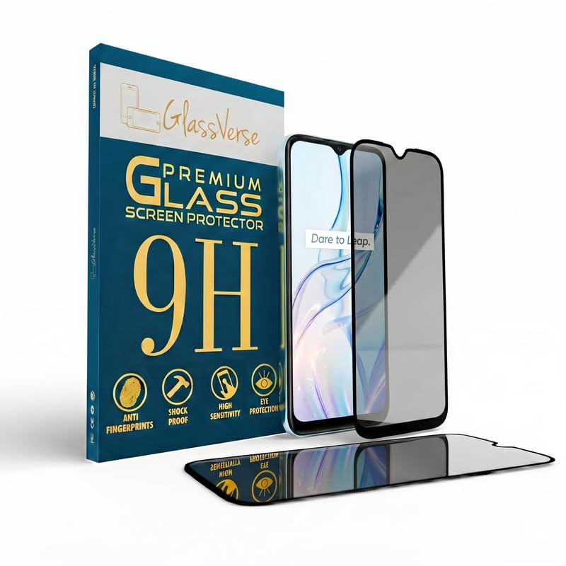 Image of GlassVerse Privacy Tempered Glass for Realme C30s | Anti Spy Screen Protector, 9H Hardness, Edge to Edge, Case Friendly, Hassle-less Installation Kit Included. (Pack of 2)