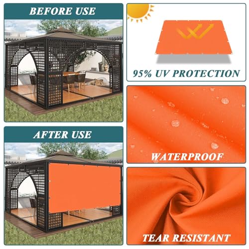 Voile d'ombrage imperméable extérieur durable terrasse cour 1,2x8m - 4