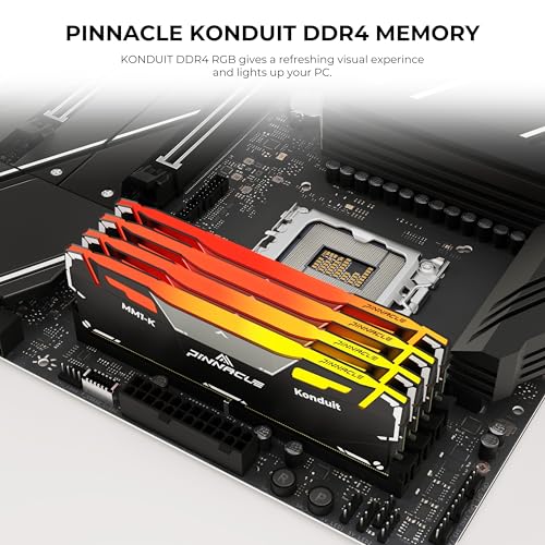 Image of Timetec Pinnacle Konduit RGB DDR4 3200MHz PC4-25600 CL16-18-18-38 XMP2.0 Overclocking 1.35V Compatible for AMD and Intel Desktop Gaming PC Memory Module RAM (RGB Black, 32GB KIT(4x8GB))