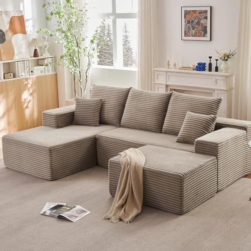 Image of 96 inch Boneless Cloud Couch Sectional Couches Sofa for Living Room