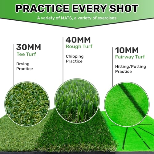 Golf Hitting Mats with 3 Replaceable Surfaces