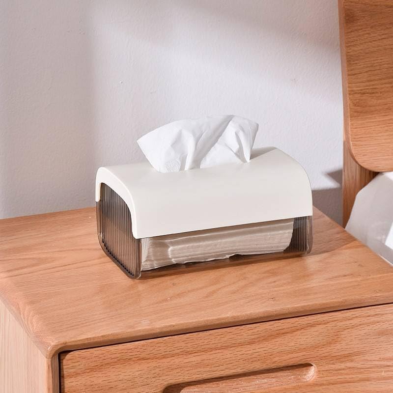 Image of oddpod Vue Desktop & Wall Mount Tissue Storage Box with Telescopic Spring /Facial Napkin Holder & Dispenser for Home, Office, Countertop, Car, Hotel, and Institutions - Smoky Ivory