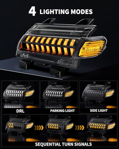 Image of New Upgrade Smoke LED Turn Signal Lights with DRL & Side Marker Lights Replacement for Jeep Wrangler JL Gladiator JT Sahara, Rubicon, Overland, Mojave, High Altitude, Hybrid models with LED DRL 2018+