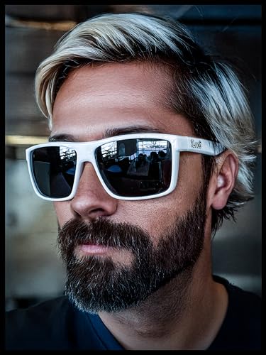 Locs Mens Gangster White Frame Sport Horn Rim Classic 90s Manly Sunglasses3