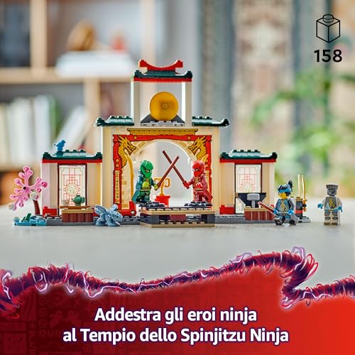 NINJAGO Tempio dello Spinjitzu Ninja - Playset Giocattolo con 4 Minifigure, Drago, Armi e Accessori, Giochi per Bambini e Bambine da 4 Anni con Starter Brick, Set da La Rivolta dei Draghi 71831 - Lego - Immagine 1