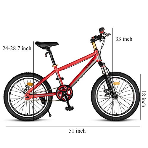 GJZM Mountainbike Kinder Mountainbikes, Anti-Rutsch-Hardtail-Fahrrad aus Kohlenstoffstahl, Mountainbike mit Doppelscheibenbremse, Jungen, Mädchen, Alpinfahrrad, Rot, 18 Zoll – Bild 3