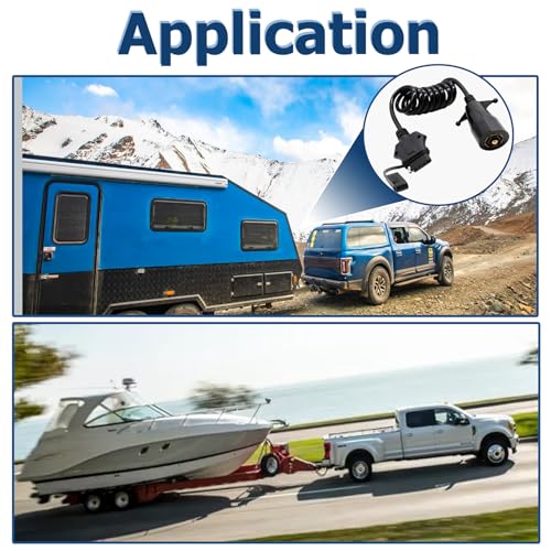 Image of 7 Pin to 5 Pin Trailer Light Adapter 7 Way Blade to 5 Way Flat Trailer Plug Adapter, 7 Way to 5 Way Trailer Coiled Wiring Adapter Trailer Connectors for RV Truck 5 FT(60 inches)