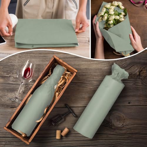Image of 100 Sheets Sage Green Tissue Paper 14 x 20 Inches Sage Green Wrapping Paper Bulk for Weddings Birthday DIY Project Christmas