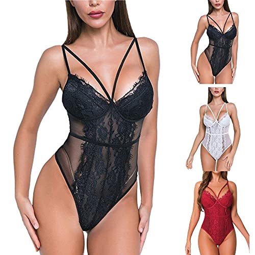 Lingeriesets Vrouwen Bodysuit Sexy Lingerie V-hals Intieme Lingerie Transparante Kanten Ondergoed set - Image 4